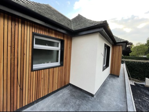 Full exterior transformation, cedar and K-Rend