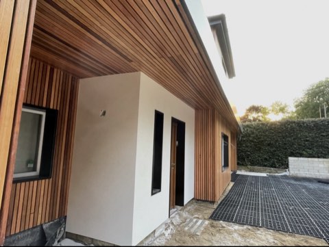 Full exterior transformation, cedar and K-Rend